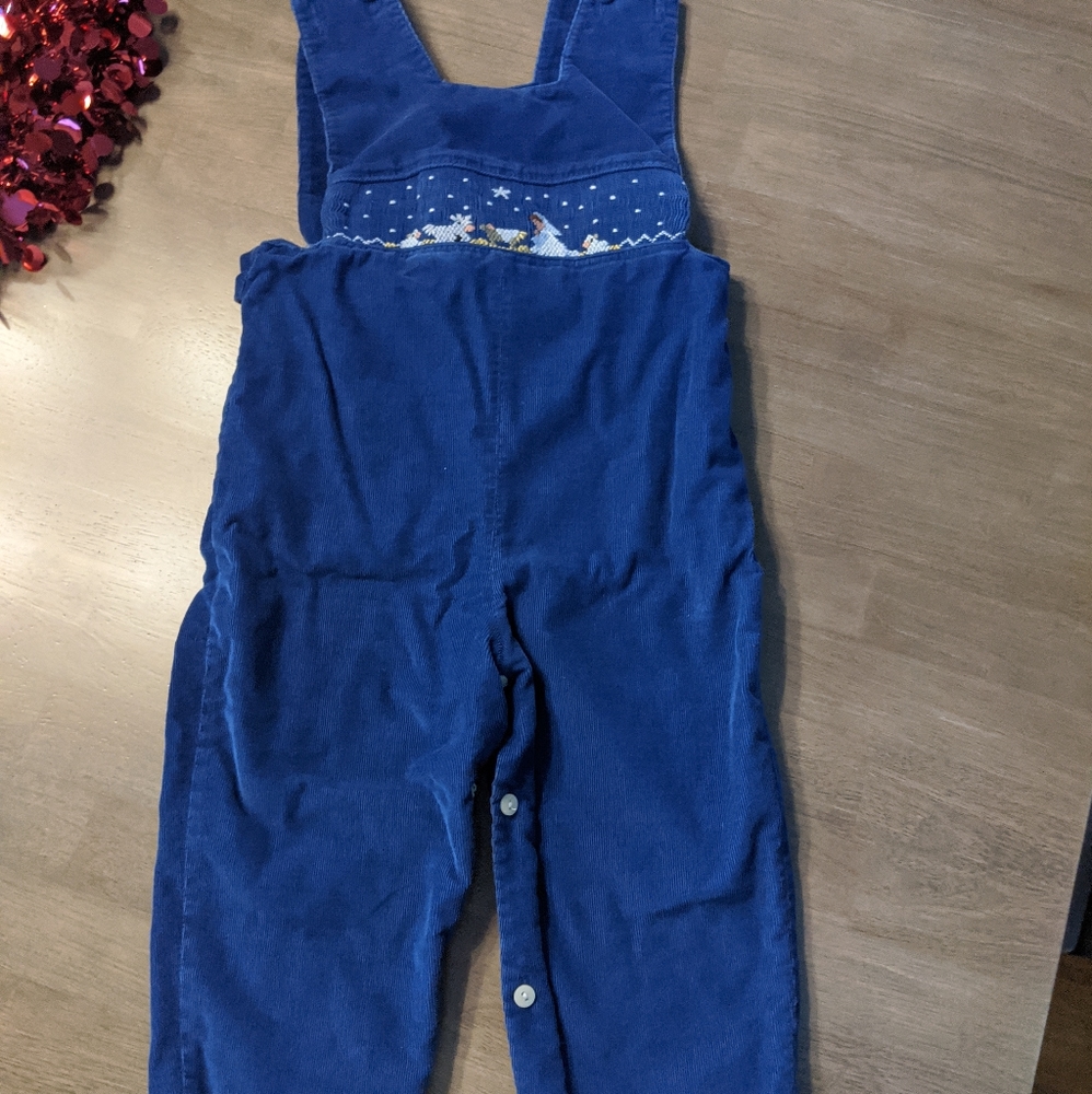 Christmas longalls with smocked nativity scene